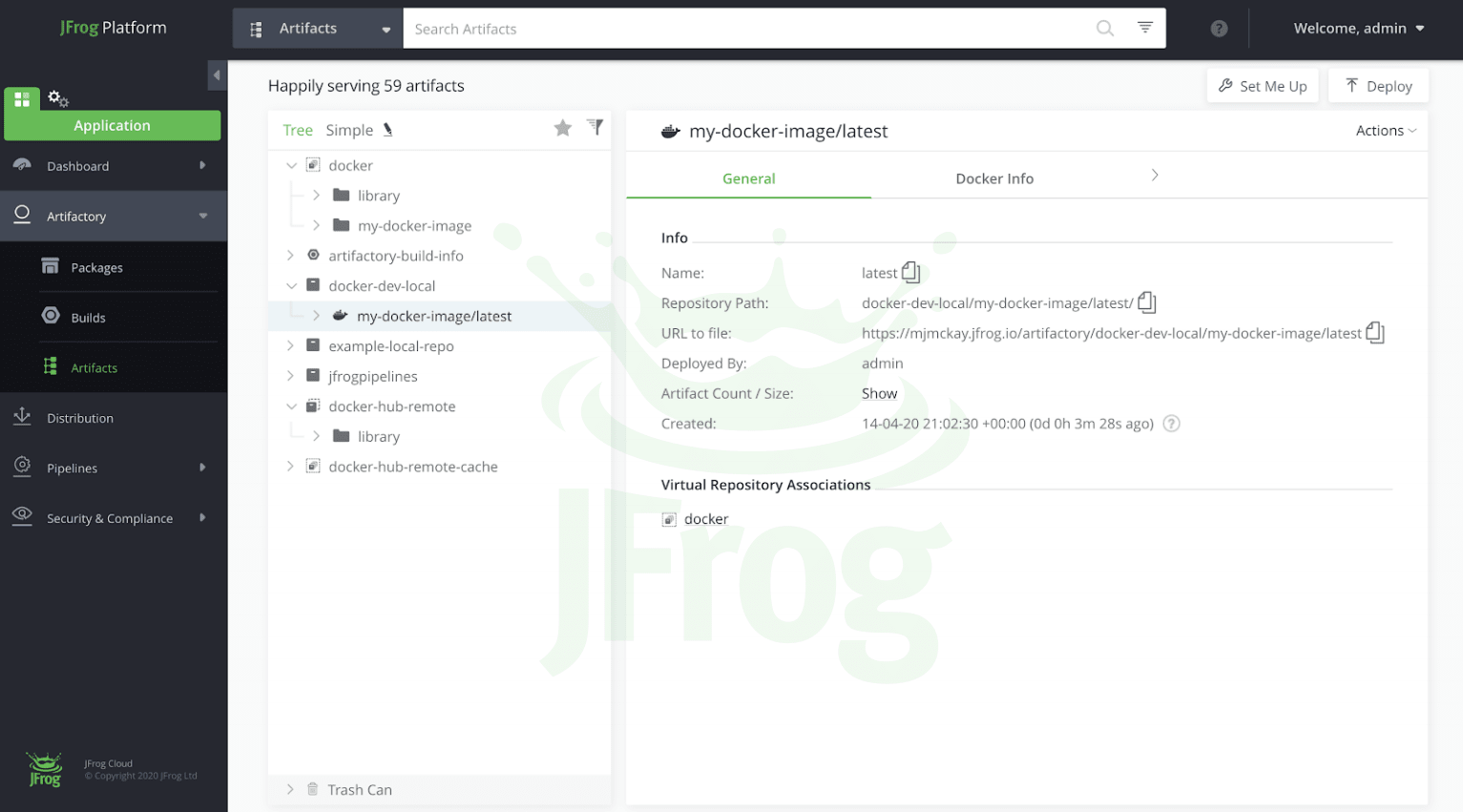 View the images in your Docker Registry